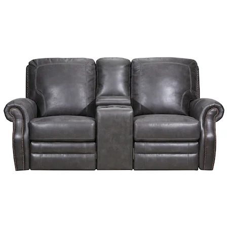 Transitional Power Reclining Console Loveseat with USB Port